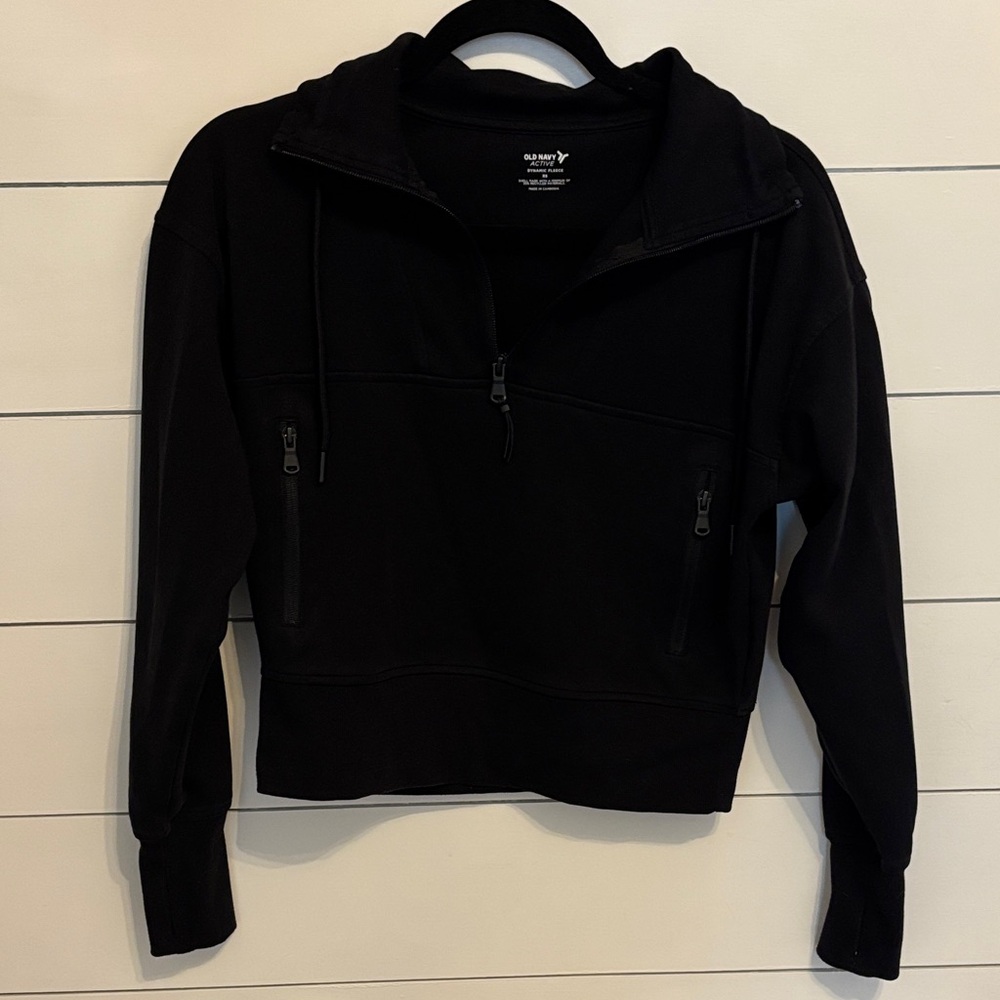Old Navy Dynamic Fleece Black Half-Zip Hoodie
